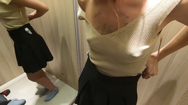 My Wife is trying on things in the Public Changing Room, Filming herself on Cam,getting Excited.